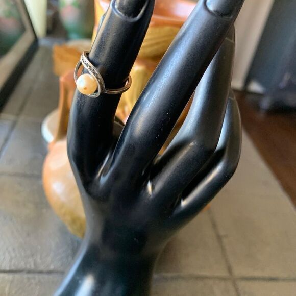 Vintage 12K GF Pearl Ring, in Silver, Stamped, Mint - Picture 2 of 5
